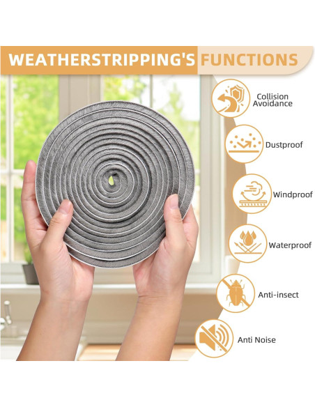 Sellador de Puerta FLYZZZZ 15.24m Fieltro Gris 0.89cm Ancho