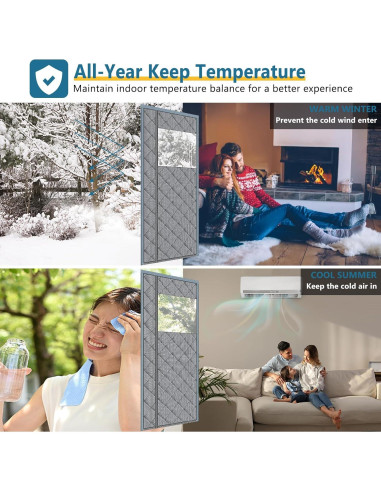 Cortina de Puerta Térmica Aislante Magnética HooTown 91.4x208.3cm