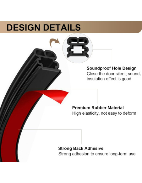 Tira de Sellado Insonorizante BOAOSI 12m Goma Autoadhesiva