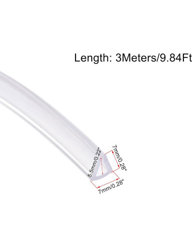 Sello U de Recorte uxcell 3 Metros PVC Transparente 7mm