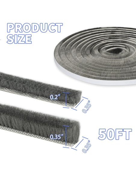 Tira de Sello de Puerta Fairooth 15.24m Aislante Acústico Gris