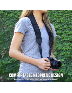 Correa de Cuello Neopreno USA Gear para Cámaras DSLR - Acolchada, Bolsillos y Hebillas Rápidas 2