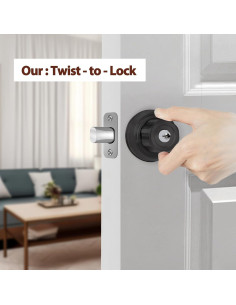 Cerradura de Pestillo Sin Llave AIsecure A3 Negra con Botón Anti-Bloqueo 2