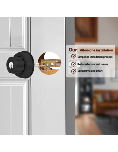 Cerradura de Pestillo Sin Llave AIsecure A3 Negra con Botón Anti-Bloqueo