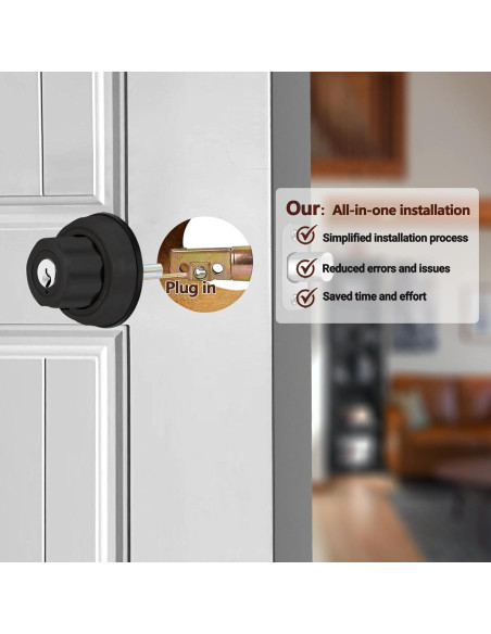 Cerradura de Pestillo Sin Llave AIsecure A3 Negra con Botón Anti-Bloqueo