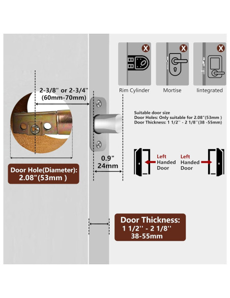 Cerradura de Pestillo Sin Llave AIsecure A3 Negra con Botón Anti-Bloqueo