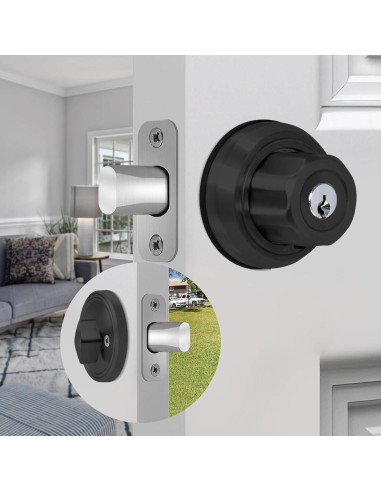 Cerradura de Pestillo Sin Llave AIsecure A3 Negra con Botón Anti-Bloqueo