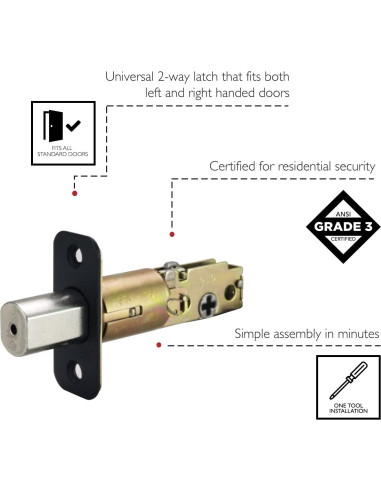 Cerrojo de Esquina Redonda Ajustable Design House 779306 Negro Mate