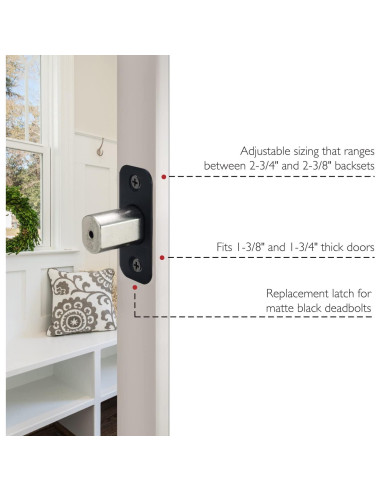 Cerrojo de Esquina Redonda Ajustable Design House 779306 Negro Mate