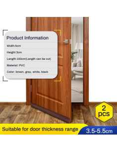 Sello Inferior de Puerta PVC Szkoo 100 cm Marrón - 2 Piezas 2