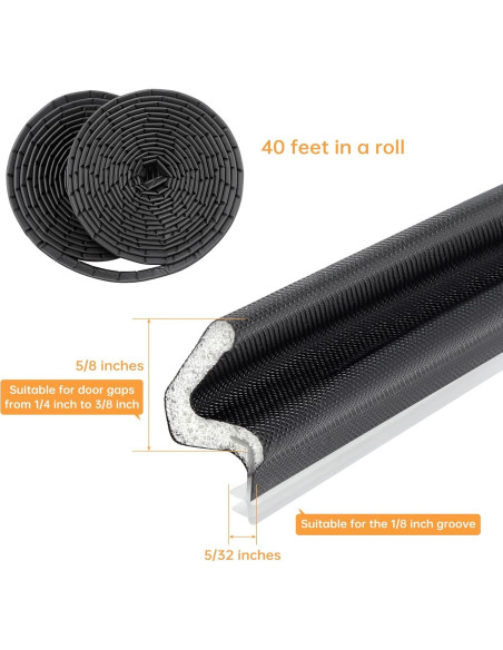 Junta de Puerta Extra Gruesa FlyCoco 12.2m Aislante Negro