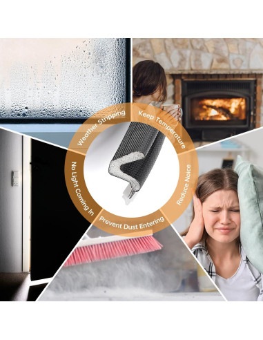 Junta de Puerta Extra Gruesa FlyCoco 12.2m Aislante Negro