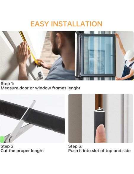 Junta de Puerta Extra Gruesa FlyCoco 12.2m Aislante Negro