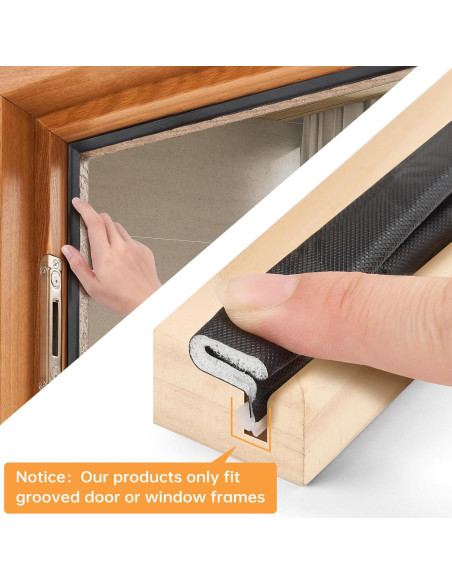 Junta de Puerta Extra Gruesa FlyCoco 12.2m Aislante Negro