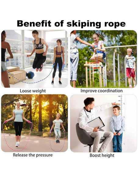 Cuerda de Saltar Ajustable BIRDDIE 2.8m con Perlas Suaves