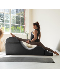 Banco Convertible Avana Kami para Yoga y Masaje - Microvelvet Negro 2
