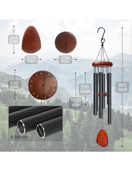 Campanas de Viento Bursvik 71 cm Ajustables Metal Negro 2 Pack