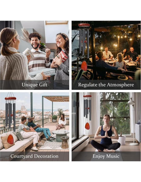 Campanas de Viento Bursvik 71 cm Ajustables Metal Negro 2 Pack