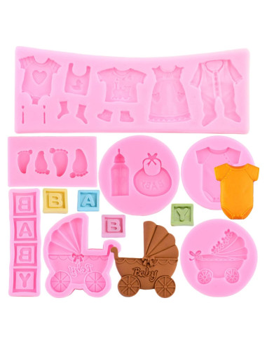 Molde de Silicona para Fondant Baby Shower MIYAHOUSE - Set 7 Piezas