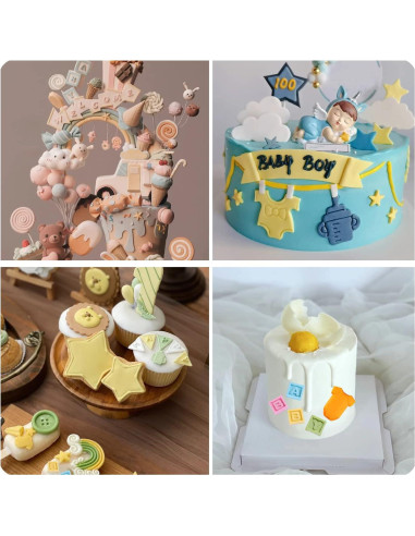 Molde de Silicona para Fondant Baby Shower MIYAHOUSE - Set 7 Piezas