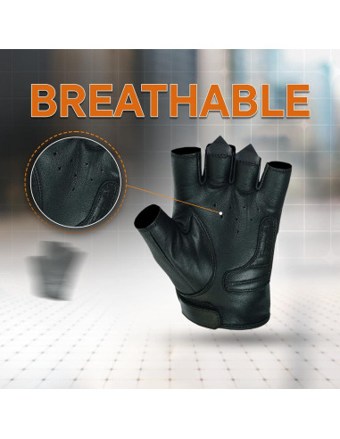 Guantes de Cuero Sin Dedos Daniel Smart para Hombre - Calavera Reflectante