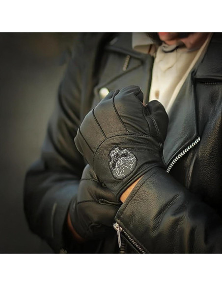 Guantes de Cuero Sin Dedos Daniel Smart para Hombre - Calavera Reflectante