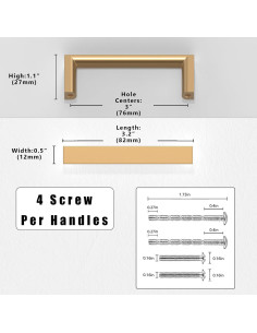 Paquete de 10 Tiradores de Gabinete Asimerdeco Bronce 76mm 2