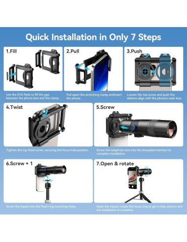 Lente Telefoto HD 30X APEXEL para iPhone y Smartphones