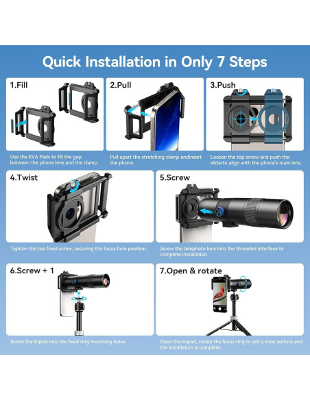 Lente Telefoto HD 30X APEXEL para iPhone y Smartphones