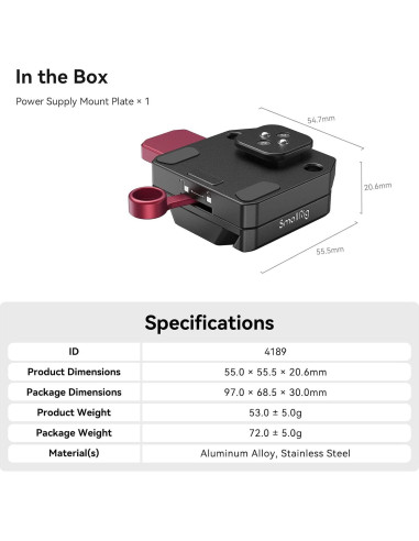 Placa de Batería V SMALLRIG 4189 para DJI RS 3 / RS 2
