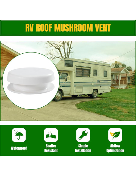 Ventilación de Techo de Hongo NuFlySic para RV - Impermeable