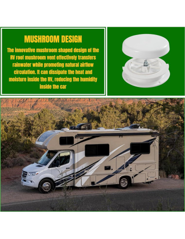 Ventilación de Techo de Hongo NuFlySic para RV - Impermeable