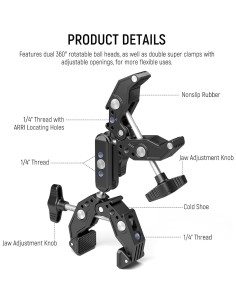 Soporte de Abrazadera Doble NEEWER UA036 para Fotografía 2