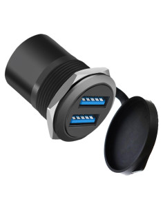 Adaptador Montaje Panel USB 3.0 Doble Femenino YiKaiEn Negro