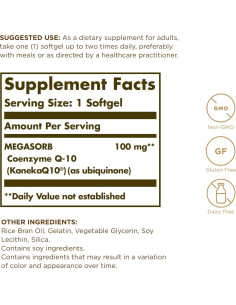 Suplemento CoQ-10 Solgar Megasorb 100 mg 60 Softgels 2