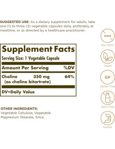 Solgar Colina 350 mg - 200 Cápsulas Vegetales - Vegano, Kosher 2