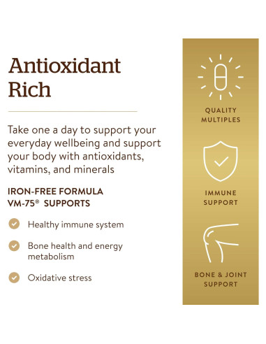 Multivitamina Sin Hierro Solgar VM-75 - 90 Tabletas Veganas