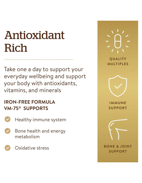 Multivitamínico Sin Hierro Solgar VM-75 - 180 Tabletas Veganas