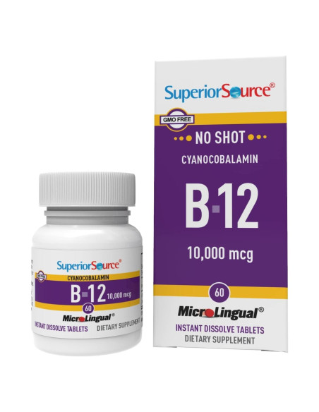 Vitamina B-12 Cianocobalamina Superior Source 10000 mcg 60 Tabletas Vitamina B-12 Cianocobalamina Superior Source 10000 mcg 60 Tabletas
