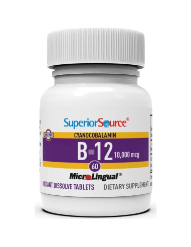 Vitamina B-12 Cianocobalamina Superior Source 10000 mcg 60 Tabletas