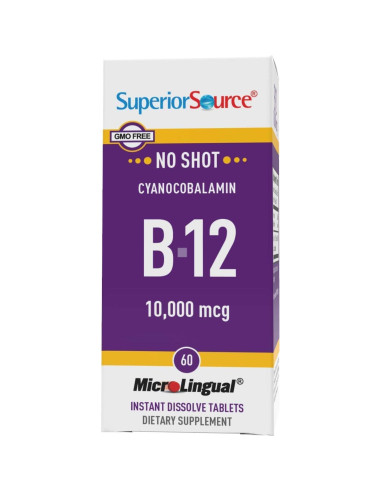 Vitamina B-12 Cianocobalamina Superior Source 10000 mcg 60 Tabletas
