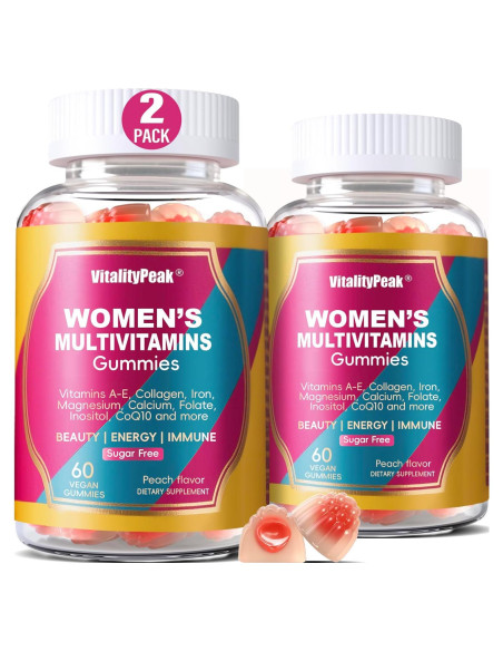 Gomitas Multivitamínicas VitalityPeak 120CT Sin Azúcar Durazno