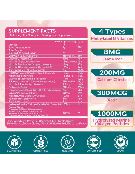 Gomitas Multivitamínicas VitalityPeak 120CT Sin Azúcar Durazno