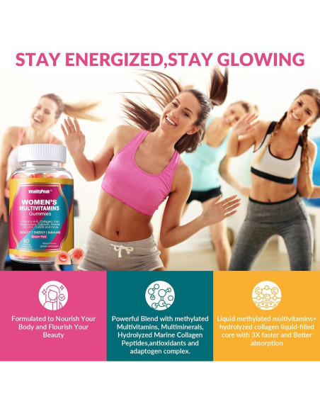 Gomitas Multivitamínicas VitalityPeak 120CT Sin Azúcar Durazno