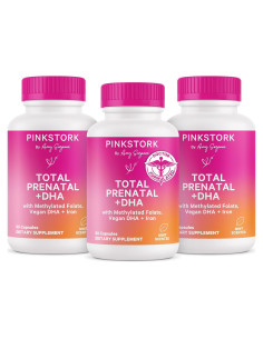 Vitaminas Prenatales Totales Pink Stork con DHA y Folato - 180 Cápsulas