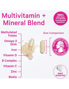 Vitaminas Prenatales Totales Pink Stork con DHA y Folato - 180 Cápsulas 2