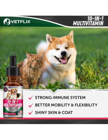 Vitaminas para Mascotas Vetflix 10 en 1 - Glucosamina 59 ml