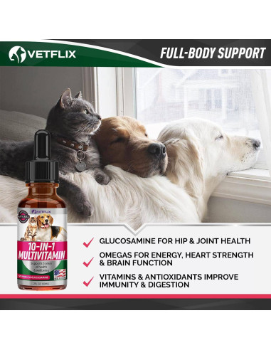 Vitaminas para Mascotas Vetflix 10 en 1 - Glucosamina 59 ml