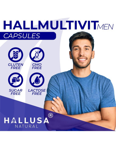 Multivitamina HallMulvit Hombres - 60 Cápsulas, Energía y Salud
