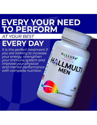 Multivitamina HallMulvit Hombres - 60 Cápsulas, Energía y Salud